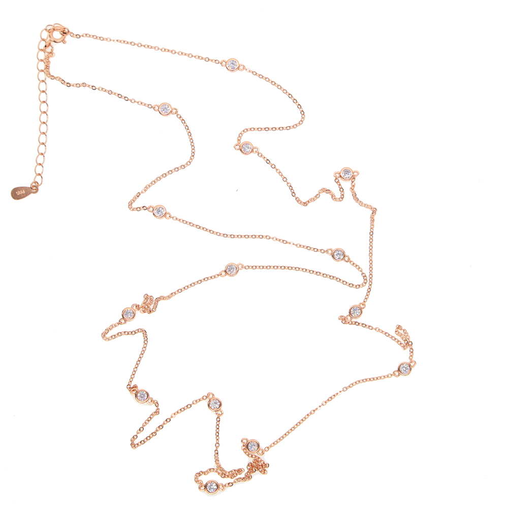 100% 925 Sterling Silver Jewelry Top Quality Winter Sweater Station 85cm 102cm Cz Long Chain Necklace J190711