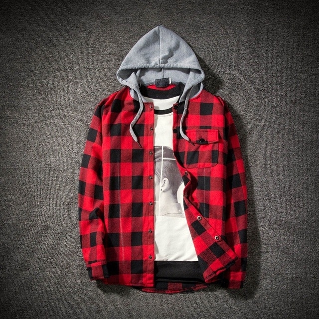 vetement femme 2019 hoodies Tracksuit Men's Autumn Casual Plaid Shirts Long Sleeve Pullover Shirt Top Hooded Blouse Sportswear V191019