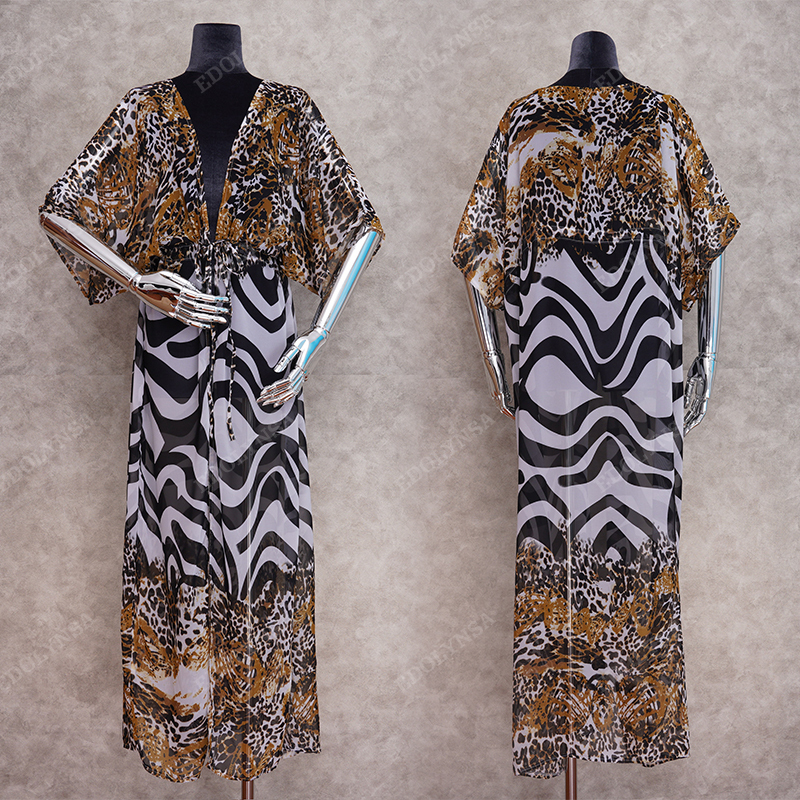 2020 Sexy Bohemian Printed Long Kimono Cardigan Chiffon Blouse Summer Beachwear Clothing Plus Size Women Shirts Top Female N912 MX200407