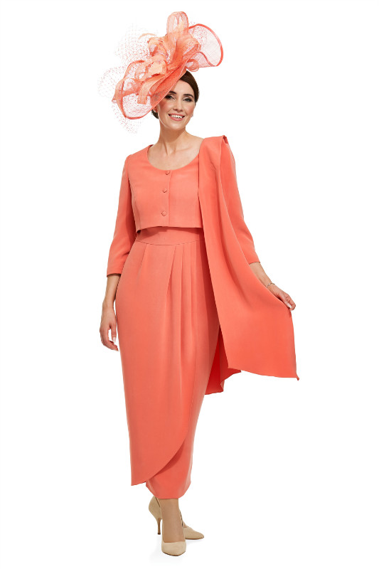 2020 Joyceyoungcollections Elegant Jewel 3/4 Long Sleeve Mother Of The Bride Dress With Jacket Draped Mother Dress Formal Evening Gowns