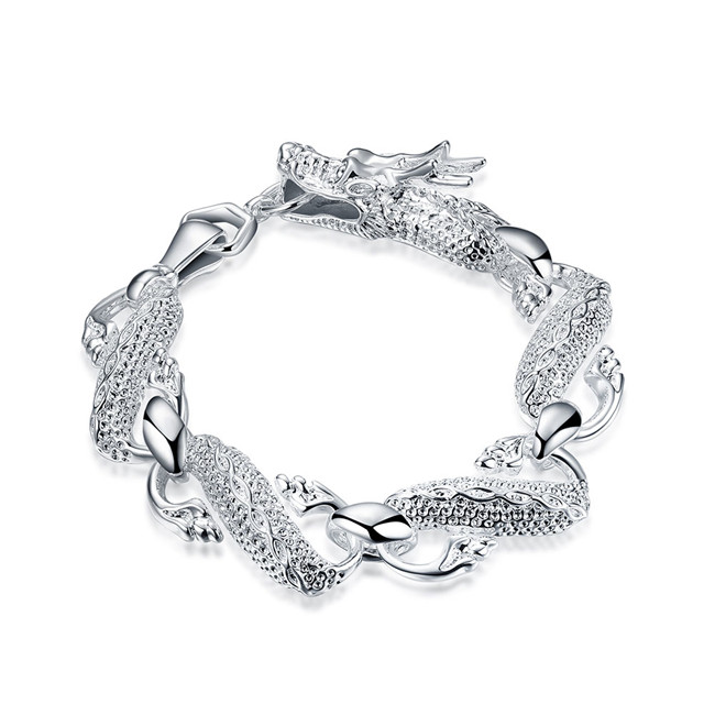 Hot sale best gift 925 silver Big White Dragon Bracelet - Men DFMCH036,brand new fashion 925 sterling silver plated Chain link bracelets