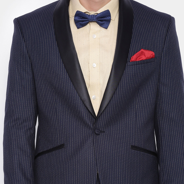 Pinstripe New Design Groomsmen Wedding Suits Black Shawl Lapel Mens Pants Suits Formal Business Blazer Jackets
