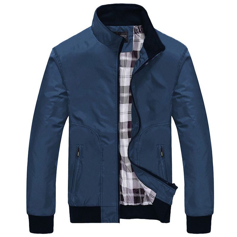 Men's Solid Jacket Autumn Casual Fashion Pure Color Patchwork Jacket Zipper Outwear Coat For Mans Windbreaker Streetwear