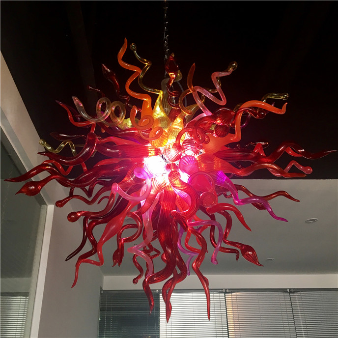 Fashion Red Glass Chandelier Pendant Light Style Hand Blown Glass LED Pendant Lighting Dining Room Living Room Lights