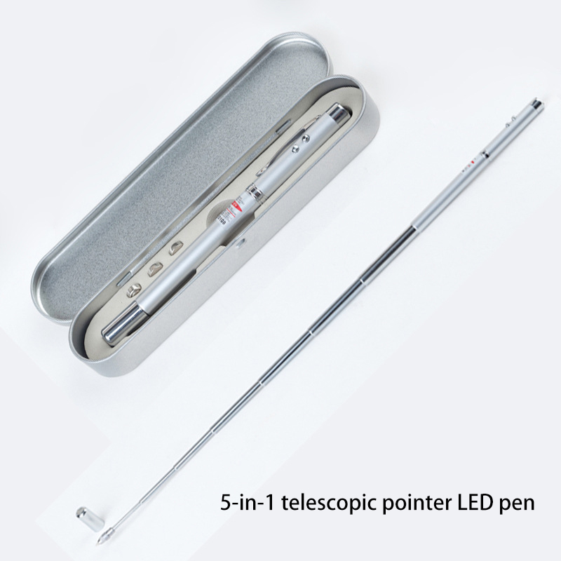 5-in-1 telescopic pointer infrared laser pen multi-function Small flashlight infra red flashlight LED flashlight teaching tool