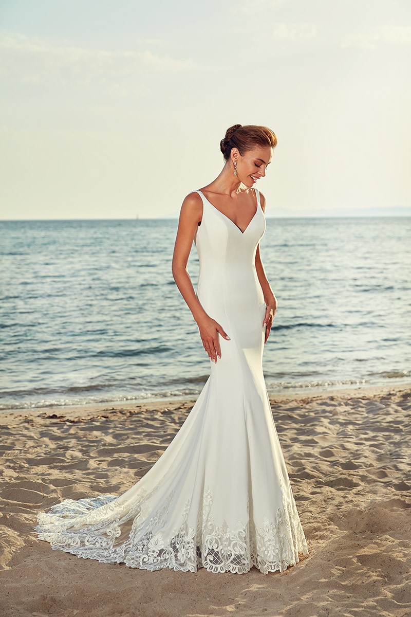 eddy k beach mermaid wedding dresses v neck white satin wedding bridal gowns abiti da sposa lace appliqued backless wedding dress plus