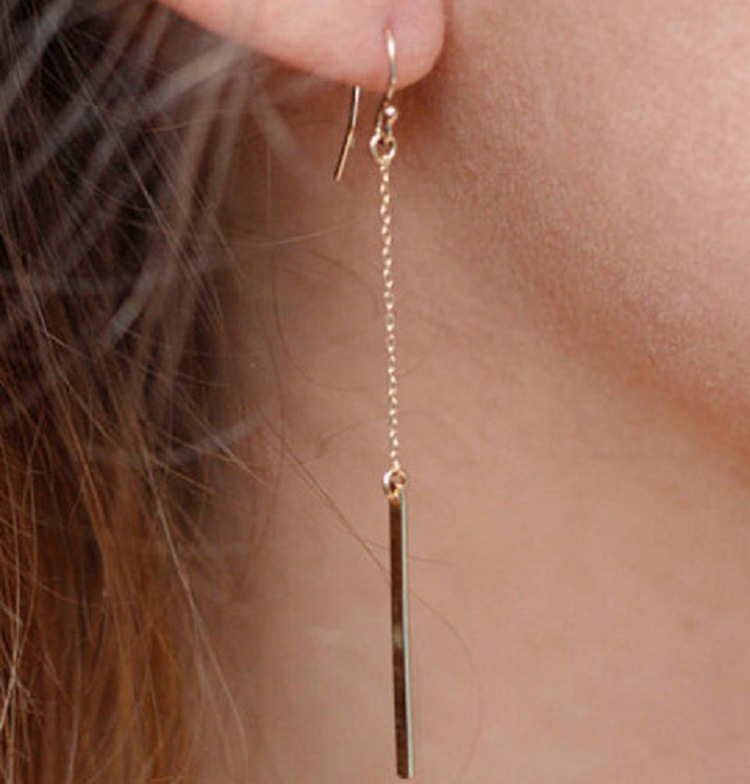 Siamese Earrings Geometric Rectangular Pendant Earrings Female Female Party Gift Personality Cube Long Earrings