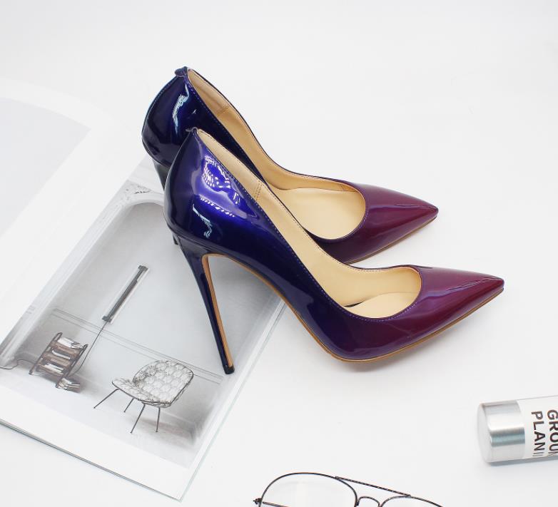 New pointed toe gradient color lady pumps large size 35-46 women dress shoes with bottom red customized heel 8.5cm 10cm 12cm for choice, Black
New pointed toe gradient color lady pumps large size 35-46 women dress shoes with bottom red customized heel 8.5cm 10cm 12cm for choice, Black