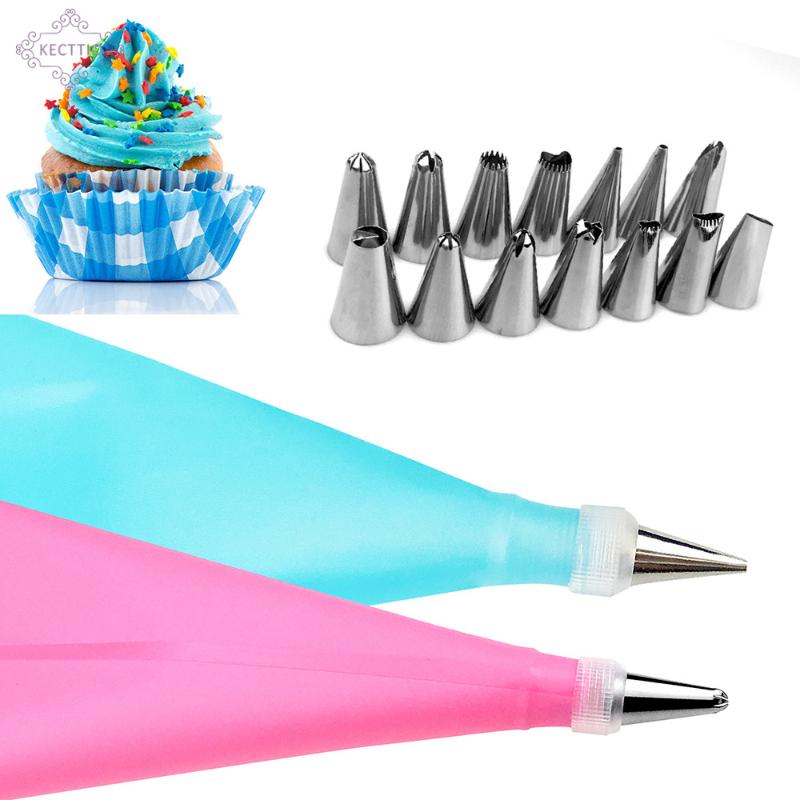 KECTTIO 16PCS/SET Silicone DIY Icing Piping Cream Pastry Bags + 14PCS Nozzle Set Cake Decorating Tools Mould + Coupler Converter
KECTTIO 16PCS/SET Silicone DIY Icing Piping Cream Pastry Bags + 14PCS Nozzle Set Cake Decorating Tools Mould + Coupler Converter