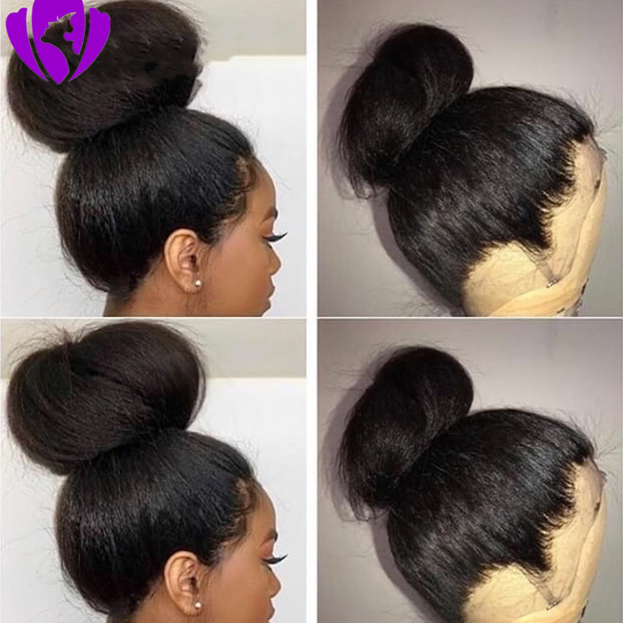 Yaki Straight Synthetic Lace Front Wig with Baby Hair Black Long Straight Wig for Black Women No Shedding No Tanlged for Black Women