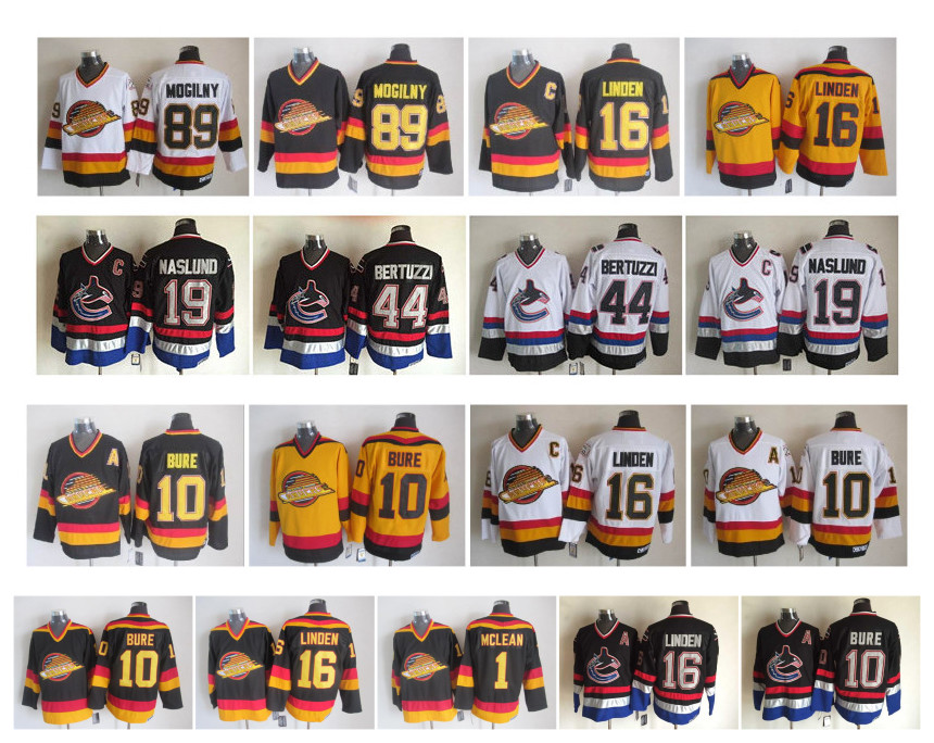 Vintage Vancouver Canucks Jersey 1 Kirk Mclean 10 Pavel Bure 16 Trevor Linden 19 Naslund 44 Todd Bertuzzi 89 Alexander Mogiln CCM Hockey, Black;red
Vintage Vancouver Canucks Jersey 1 Kirk Mclean 10 Pavel Bure 16 Trevor Linden 19 Naslund 44 Todd Bertuzzi 89 Alexander Mogiln CCM Hockey, Black;red