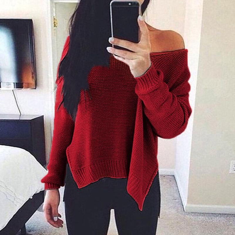 Women Sexy Knitted Sweater Off Shoulder Split Pullovers Knitwear Autumn Winter V-neck Sweater Jumper Pull Femme, Black
Women Sexy Knitted Sweater Off Shoulder Split Pullovers Knitwear Autumn Winter V-neck Sweater Jumper Pull Femme, Black
