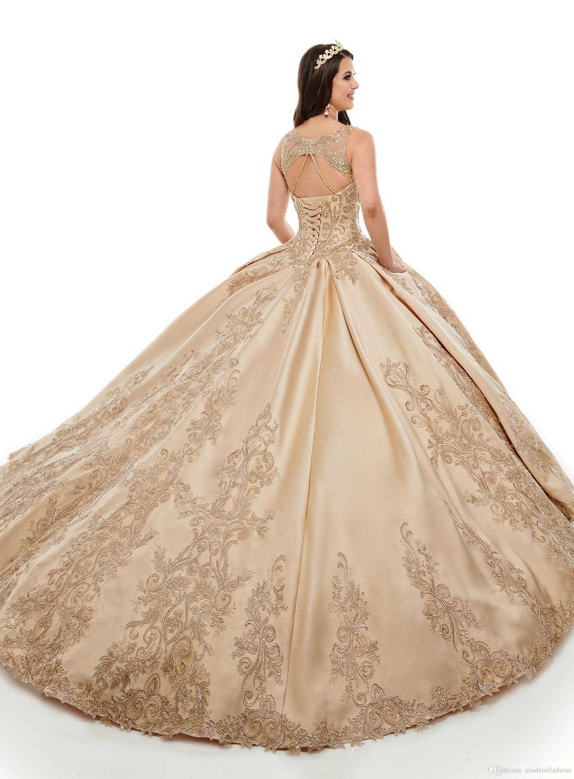 2020 Princess Embroidery Ball Gown Quinceanera Dresses Spaghetti Beaded Keyhole Back Party Pageant Dress For Sweet 16 Girls