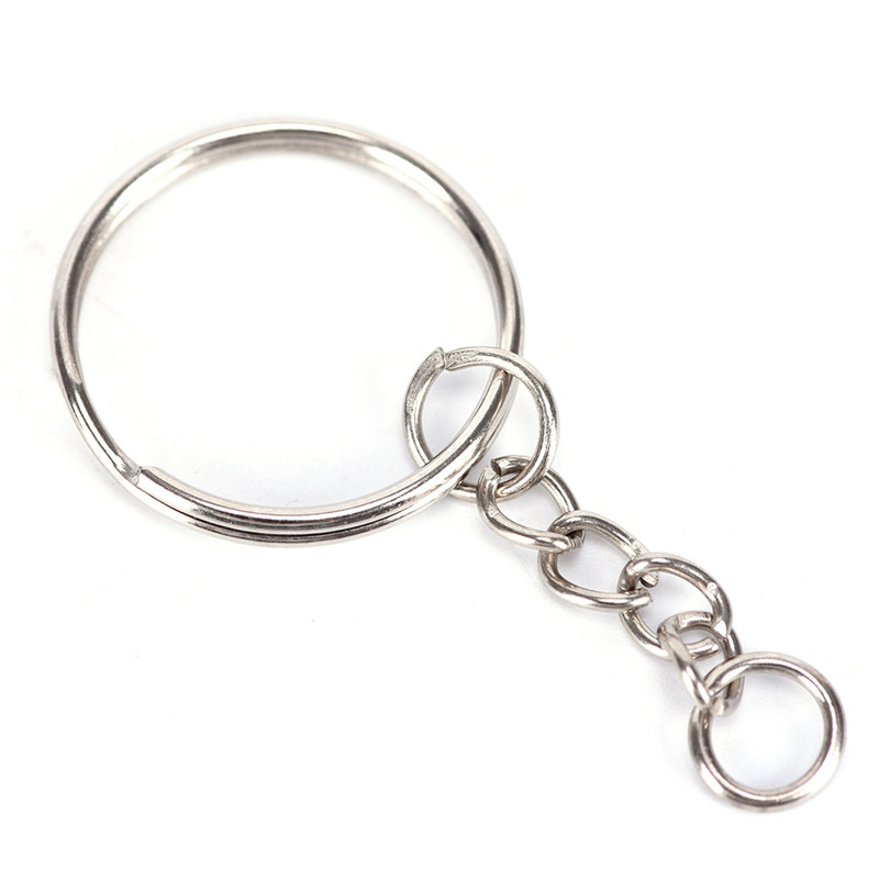 Fashion-Color 25mm Keyring Keychain Split Ring With Short Chain Key Rings Women Men Diy Key Chains Accessories 200pcs