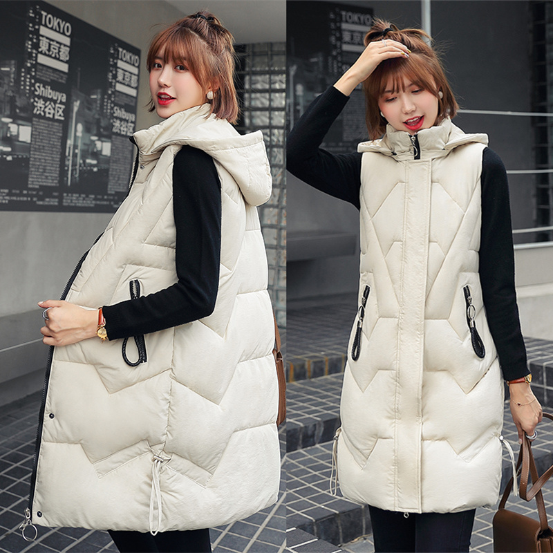 Wholesale down cotton autumn and winter women's vest new long paragraph wild vest cotton coat jacket size S-XL, Creamy-white
Wholesale down cotton autumn and winter women's vest new long paragraph wild vest cotton coat jacket size S-XL, Creamy-white