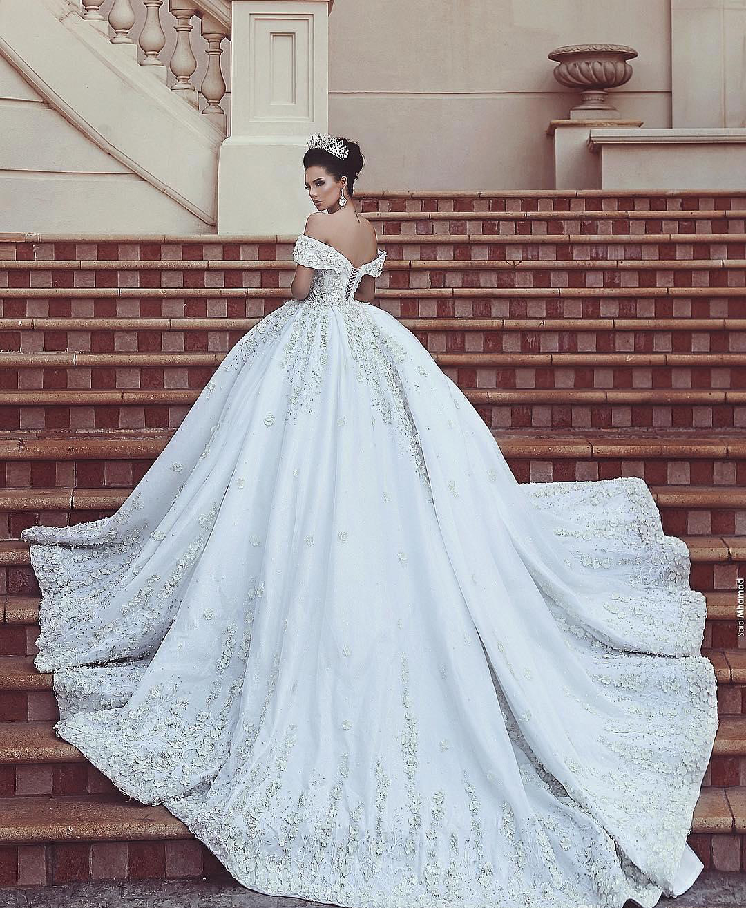 New Arrival White Appliques Wedding Dress Noble A-Line Off Shoulders Satin Long Country Garden Bride Bridal Gown Custom Made Plus Size