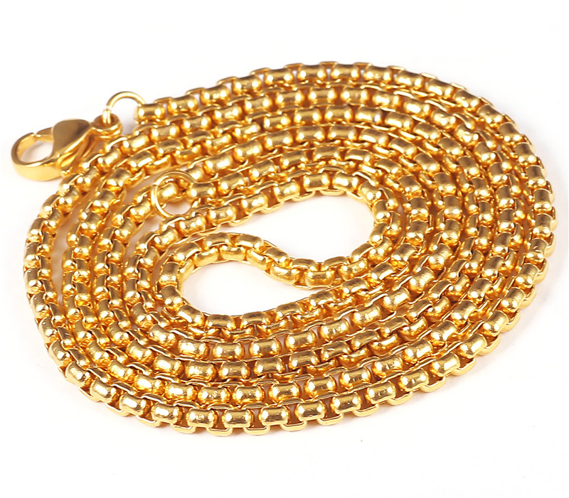 3 colors Fashion Jewelry Male necklaces Chain 316L Stainless Steel Necklace for Men Party Anniversary Gift Length 65cm