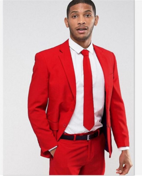 Brand New Two Buttons Red Wedding Men Suits Notch Lapel Two Pieces Business Groom Tuxedos (Jacket+Pants+Tie) W1191