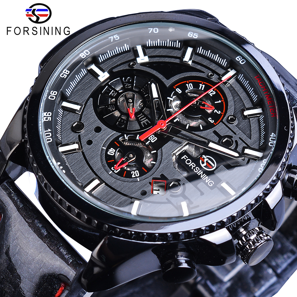 Forsining Black Racing Speed Automatic Mens Watch Self-Wind 3 Dial Date Display Polished Leather Sport Mechanical Clock Dropship
Forsining Black Racing Speed Automatic Mens Watch Self-Wind 3 Dial Date Display Polished Leather Sport Mechanical Clock Dropship