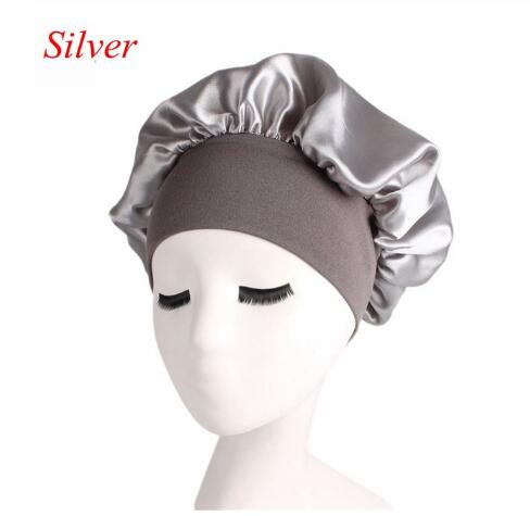 Women Wide Band Satin silk Bonnet Cap Comfortable Night Sleep Cap Ladies Soft Silk Long Hair Care Bonnet Headwrap GB1323
