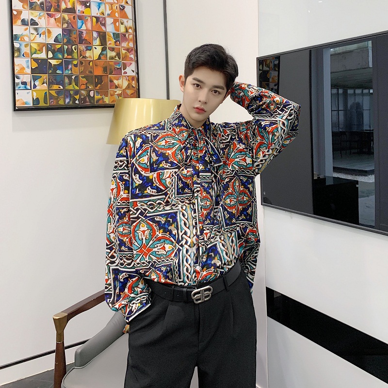 Men Vintage Print Casual Long Sleeve Shirts Bow Tie Ribbon Japan Korea Style Male Streetwear Fashion Show Dress Shirts, 01
Men Vintage Print Casual Long Sleeve Shirts Bow Tie Ribbon Japan Korea Style Male Streetwear Fashion Show Dress Shirts, 01