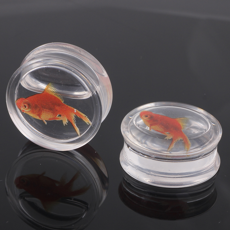 Clear Goldfish ear plug tunnels Water tunnel Stretcher Fish flesh tunnel 818mm body jewelry piercing ear stretcher plugs