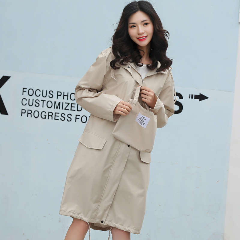 Hooded Raincoat Men windbreaker male ladies female lady Women Waterproof Rain Jacket knee length zip hasp pockets outdoor Coat Rainwear