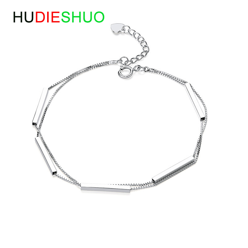 HUDIESHUO Fashion Silver Double Layers Chain Bracelet Women 925 Sterling Silver Geometric Strip Bracelet
HUDIESHUO Fashion Silver Double Layers Chain Bracelet Women 925 Sterling Silver Geometric Strip Bracelet