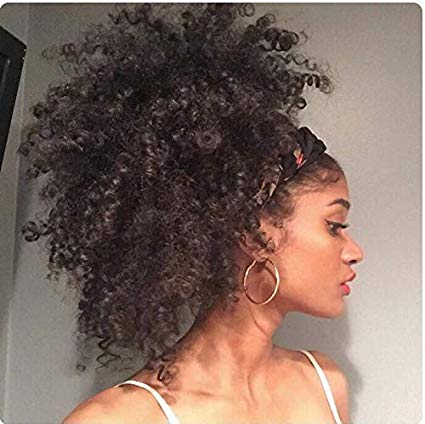 Wholesale pony hair extensions human hair kinky curly drawstring ponytail for black women