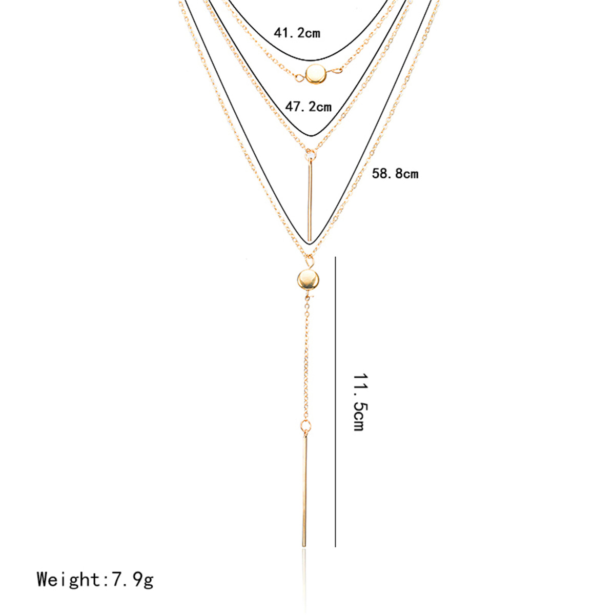 Sweater chain ladies crystal multi-layer necklace Y layer simple bar pendant necklace long section thin chain ladies jewelry