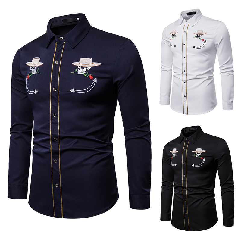 Nice Men Casual Long Sleeved Shirts Autumn Fashion Shirt Male Clothes Slim Fit Embroidery Pattern Shirt Male Shirts Men, Style-1 navy blue
Nice Men Casual Long Sleeved Shirts Autumn Fashion Shirt Male Clothes Slim Fit Embroidery Pattern Shirt Male Shirts Men, Style-1 navy blue