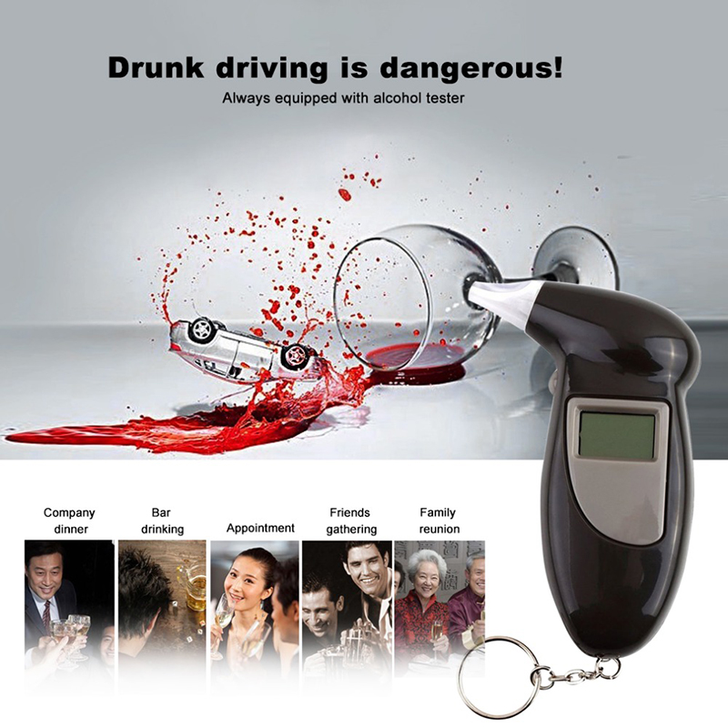 Car Alcoholism Test Digital Alcohol Tester Portable LCD Dispaly Breathalyzer Analyzer Police Alert Breathalyser Mouthpieces Device