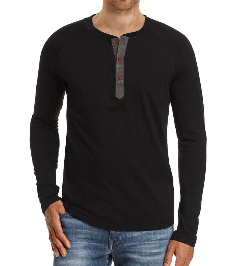 New Designer T Shirts Fashion Mens Button Long Sleeve Asian Size T-shirts Casual Solid Color Tee, Black
New Designer T Shirts Fashion Mens Button Long Sleeve Asian Size T-shirts Casual Solid Color Tee, Black