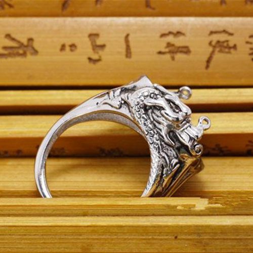 925 Sterling Silver Engagement Wedding Ring Men 12x17mm Oval Cabochon Semi Mount Ring Fit Amber Agate Garnet Opal Setting Wholesale Dragon