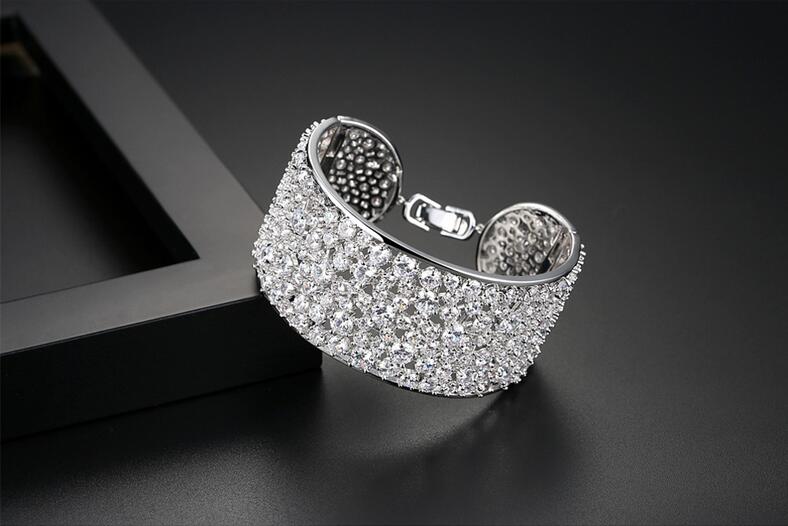 Choucong Luxury Jewelry 925 Sterling Silver Full White Topaz Bridal Bangle CZ Diamond Gemstones Party Women Wedding Bangles Gift