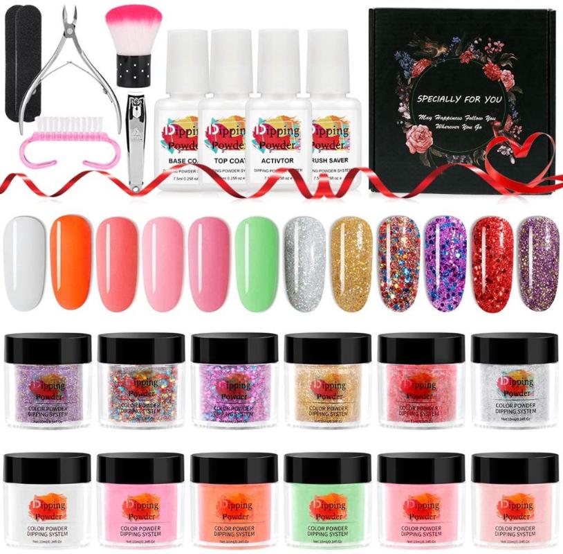 Dipping Nail Powder Starter Kit 12 Colours Dip Nail Powder Without UV/LED Lamp with Dust Brush File Manicure Tools
Dipping Nail Powder Starter Kit 12 Colours Dip Nail Powder Without UV/LED Lamp with Dust Brush File Manicure Tools