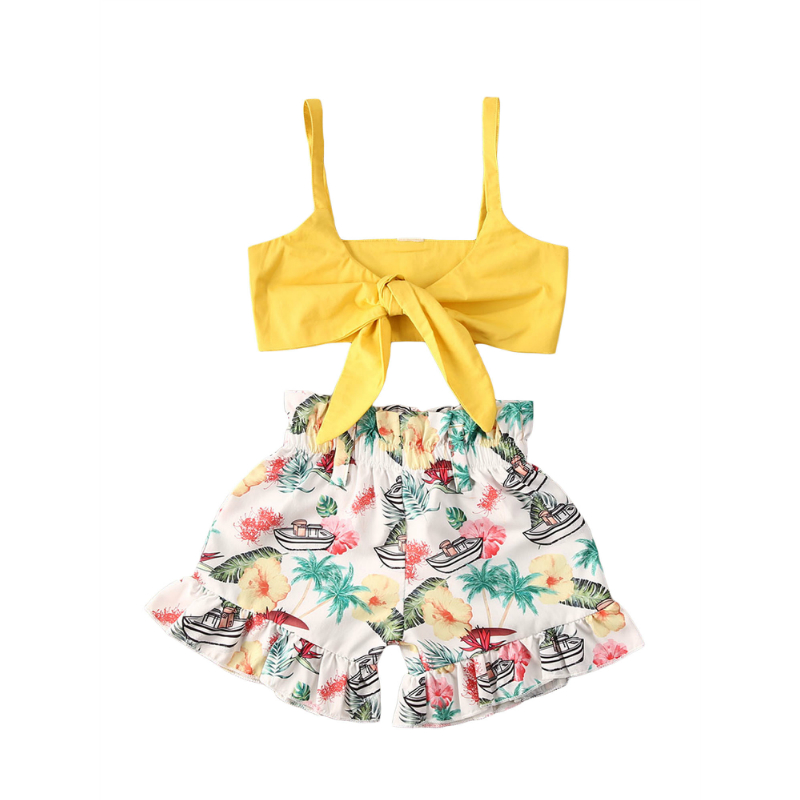 0-5Y Summer Toddler Baby Girls Clothes Sets Flowers Print Sleeveless Bowknot Vest Tops+Ruffles Shorts Newborn Infant Outfit, Yellow
0-5Y Summer Toddler Baby Girls Clothes Sets Flowers Print Sleeveless Bowknot Vest Tops+Ruffles Shorts Newborn Infant Outfit, Yellow