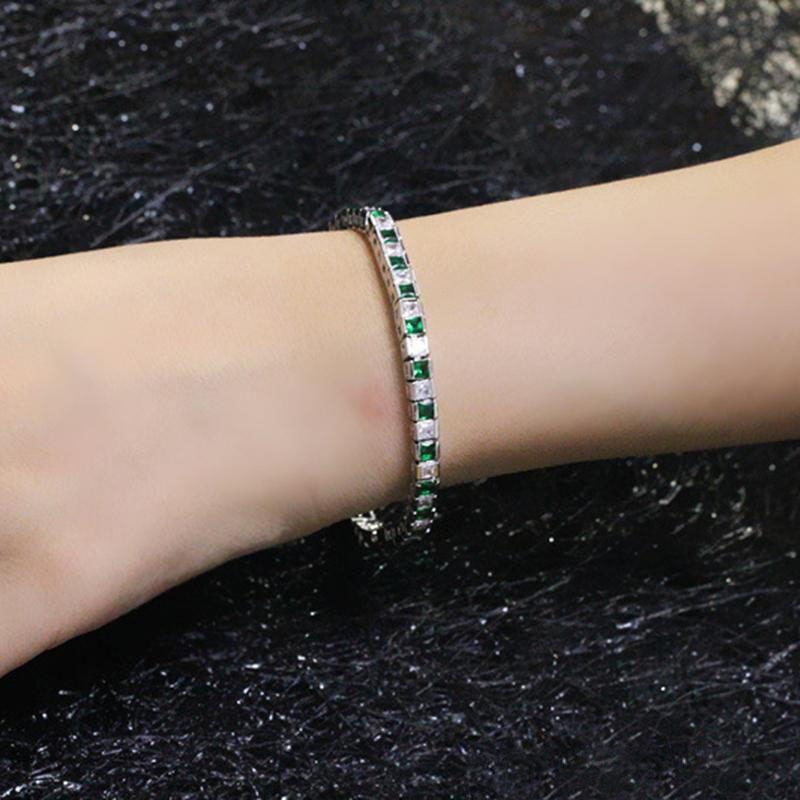 New Trendy White Gold Plated Square CZ Tennis Braclet for Girls Women for Party Wedding Gift for Friend