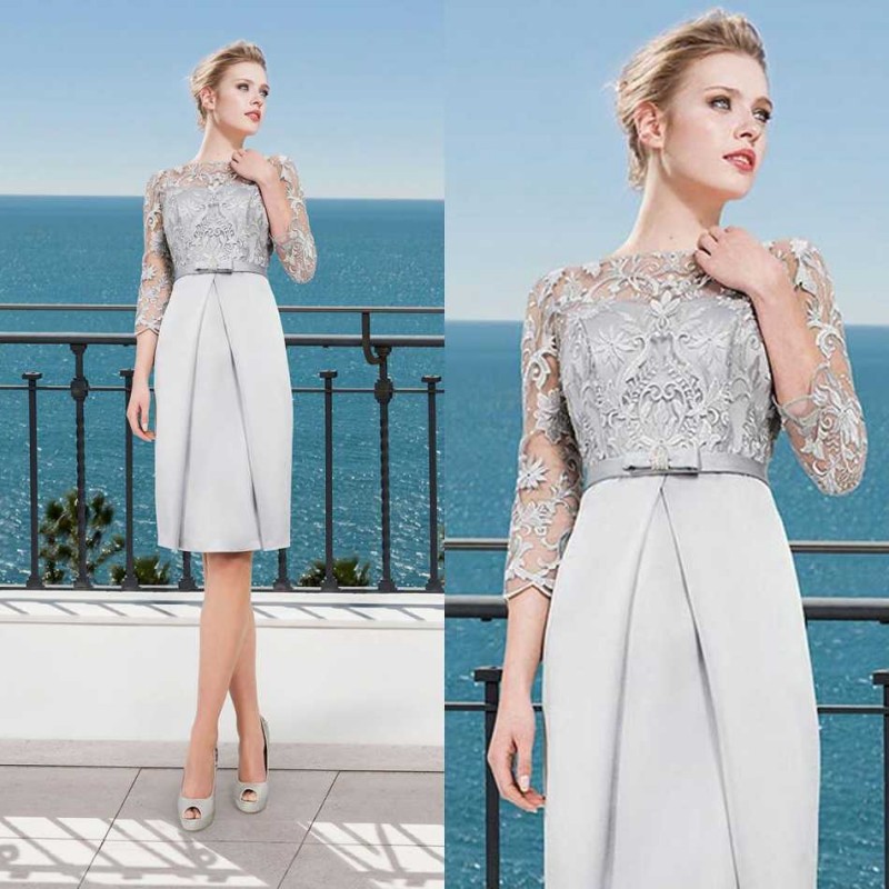 2020 Elegant Silk Mother Of The Bride Dresses Lace Appliqued Knee Length Formal Party Gowns Long Sleeve Wedding Guest Dress
2020 Elegant Silk Mother Of The Bride Dresses Lace Appliqued Knee Length Formal Party Gowns Long Sleeve Wedding Guest Dress