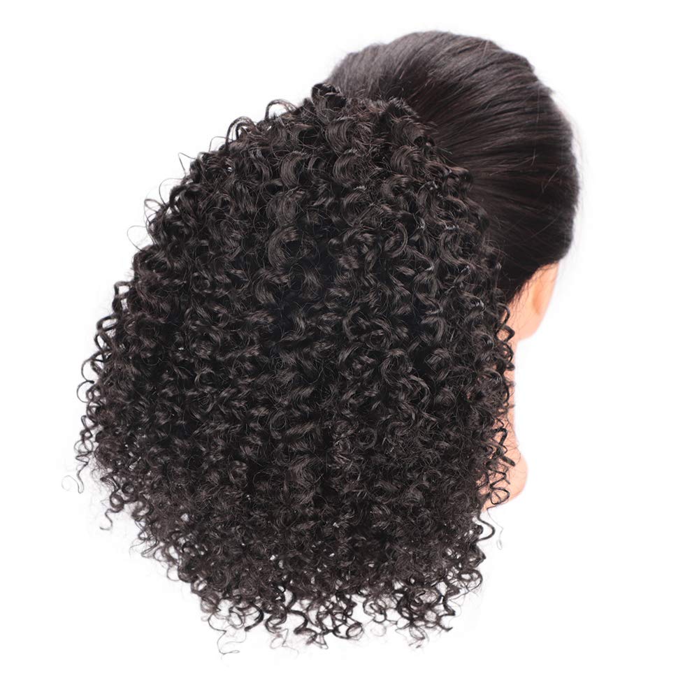 Drawstring Afro Kinky Human Ponytail for Black Women Clip in Hair Extension Kinky Curly Ponytails Drawstring Natural Color Ponytail Hair