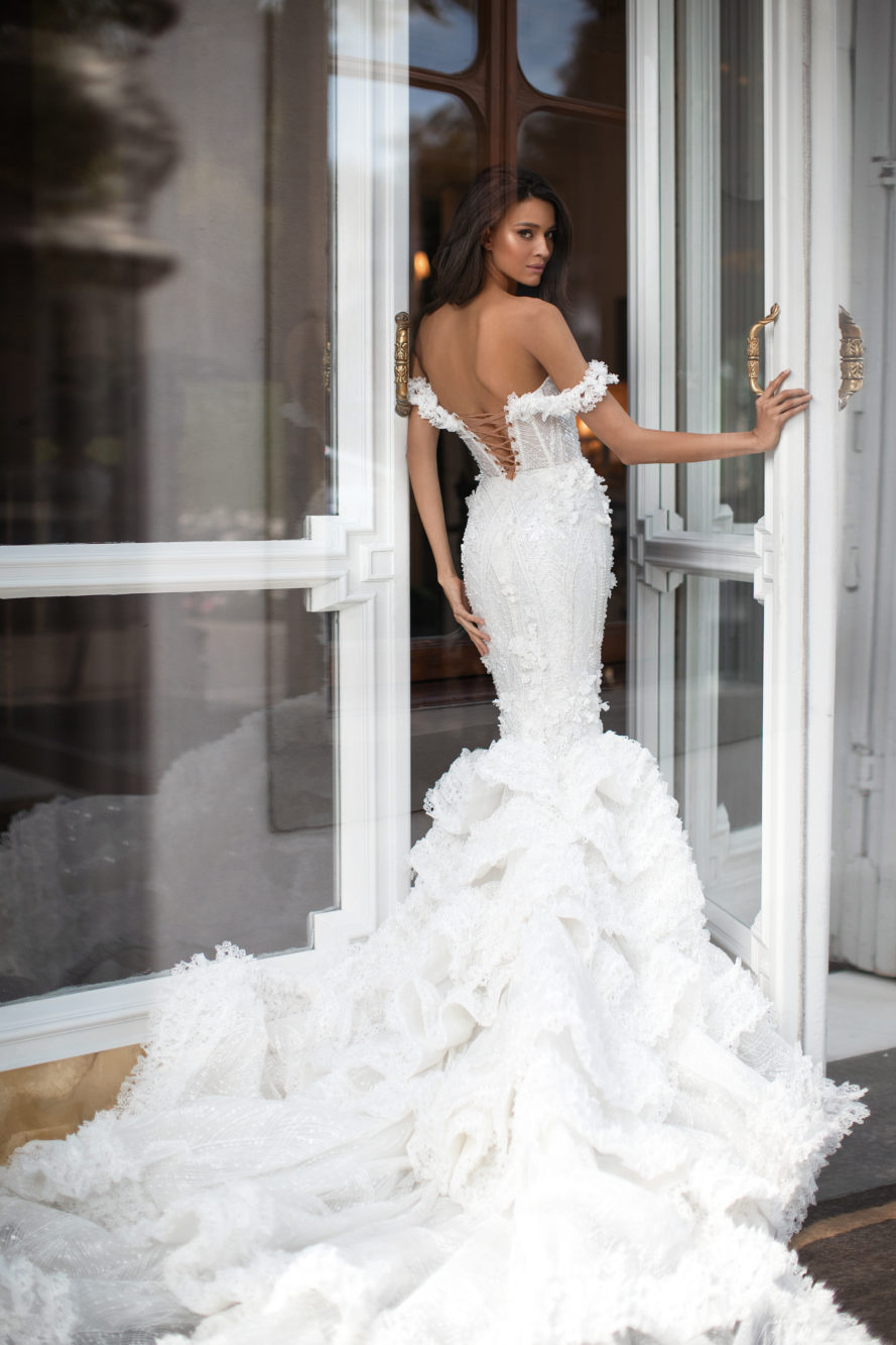 2020 Mermaid Wedding Dresses Sweep Train Lace Floral Appliqued Beads Boho Wedding Dress Custom Made Country Bridal Gowns Robes De Mariée