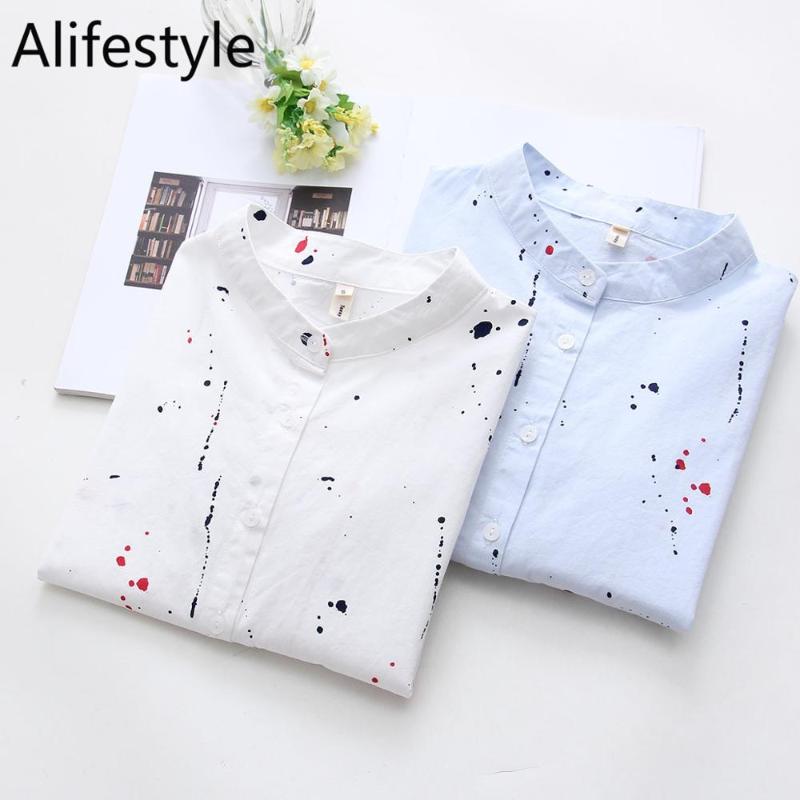 2020 New Fashion Women Blouses White/Blue 100% Cotton Leisure Shirt Personality Graffiti Tops Ladies Blouses Long Sleeve
2020 New Fashion Women Blouses White/Blue 100% Cotton Leisure Shirt Personality Graffiti Tops Ladies Blouses Long Sleeve