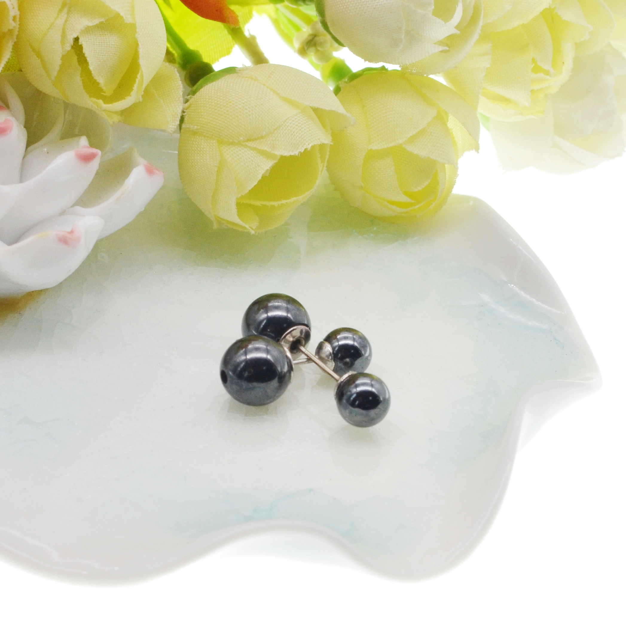 Magnetic Stud Earrings Minimalist Jewelry 2 Pairs / Set -8MM / 6MM Magnet Magnetic Men's and Women's