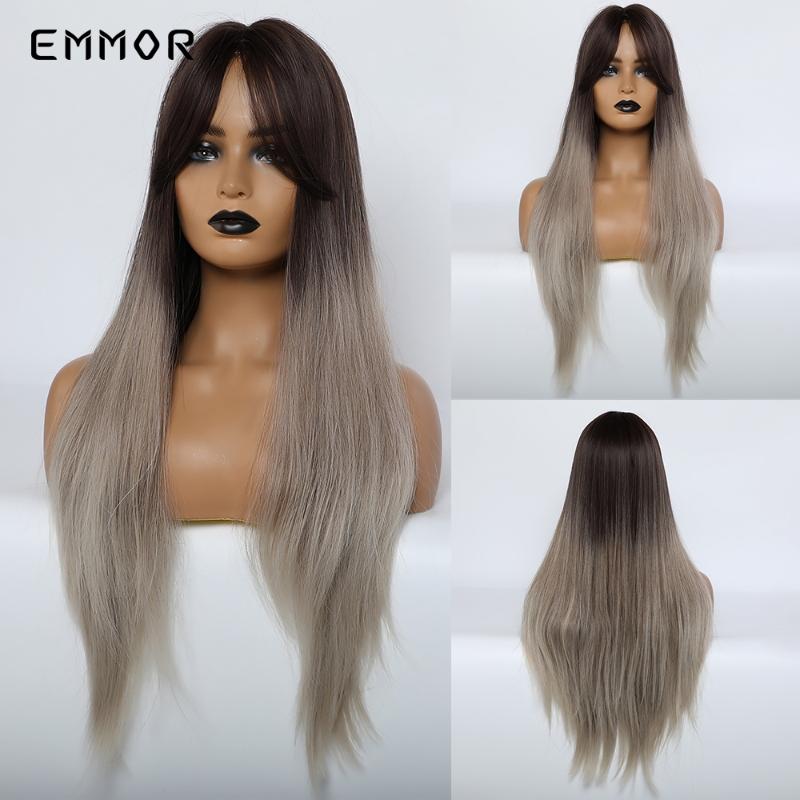 Emmor Black Root Ombre Light Golden Blonde Straight Synthetic Hair Wigs with Bangs High Temperature Cosplay Daily Wig for Women, Lc236
Emmor Black Root Ombre Light Golden Blonde Straight Synthetic Hair Wigs with Bangs High Temperature Cosplay Daily Wig for Women, Lc236