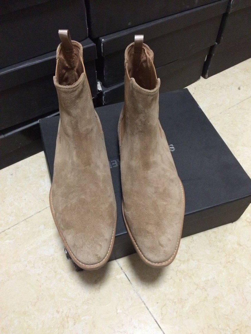 2019 Europe and United States new list Beige elastic nubuck leather boots casual personality genuine leather feet shoes