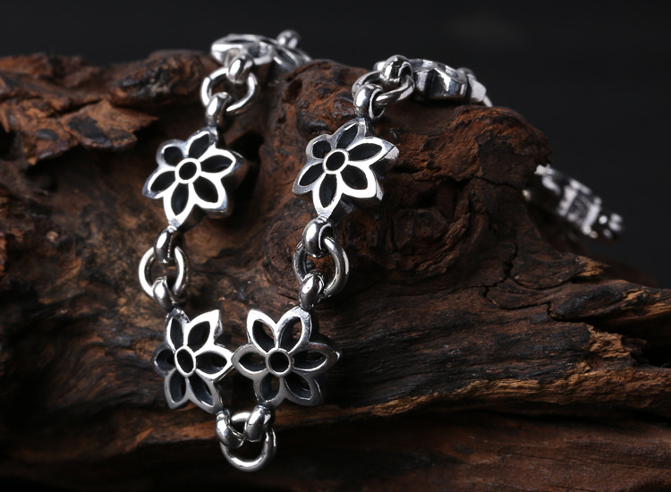 925 Sterling silver jewelry designer hand-made cherry blossom bracelet designed with unique closure clasps