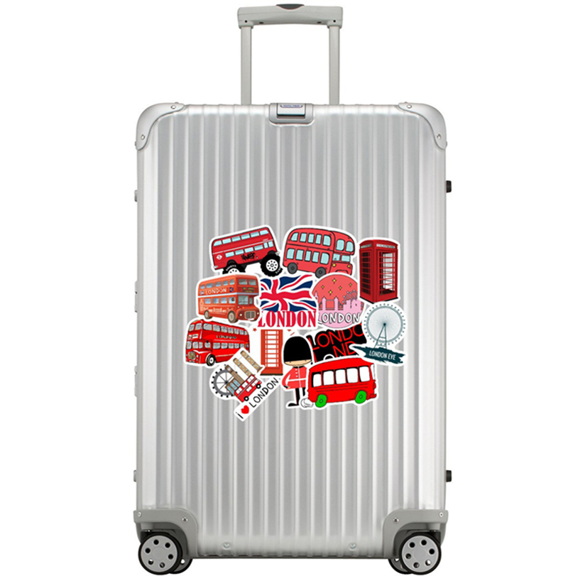 50pcs/Set Waterproof London Red Bus Telephone Booth PVC Stickers For Laptop Motorcycle Skateboard Luggage Decal Toy Sticker