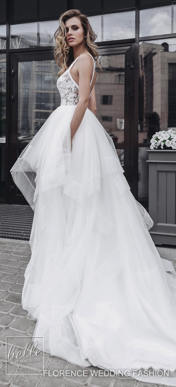 bohemian florence wedding dresses v neck lace ruffles tiered skirts backless bridal gowns plus size beach robe de marie