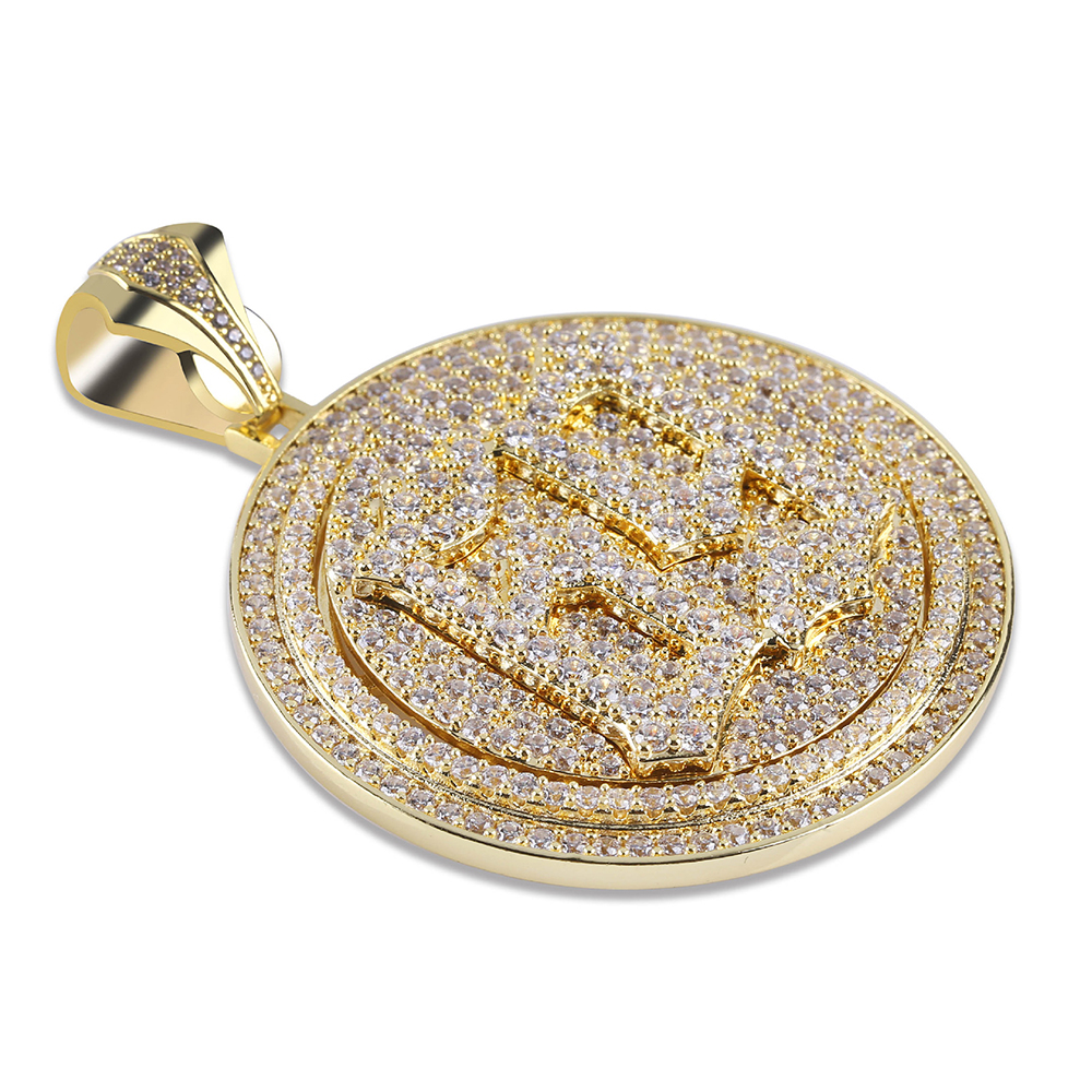 Hip Hop Number 69 Pattern Pendant Necklace Bling Cubic Zirconia Can Rotate Double Layers with Silver Gold Twist Chain