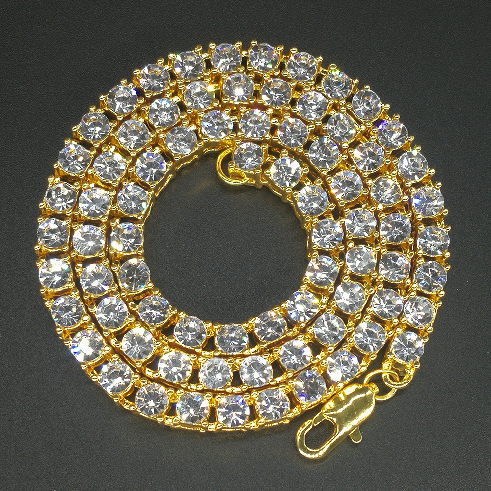 Hip Hop Tennis Chain Necklace TopBling White Zircon Chains Jewelry Mens Women Fashion 5mm Silver Gold Chain Necklaces